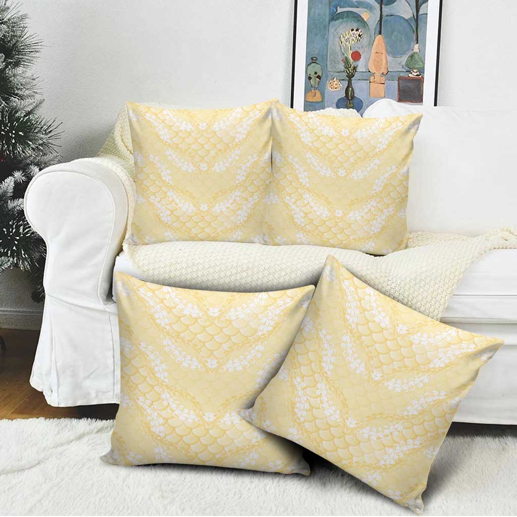 Pastel Yellow Mermaid Puakenikeni Maile Lei Pillow Cover LT01 - Polynesian Pride