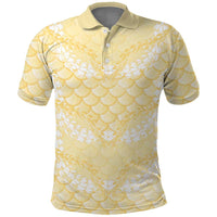 Pastel Yellow Mermaid Puakenikeni Maile Lei Polo Shirt LT01 Yellow - Polynesian Pride