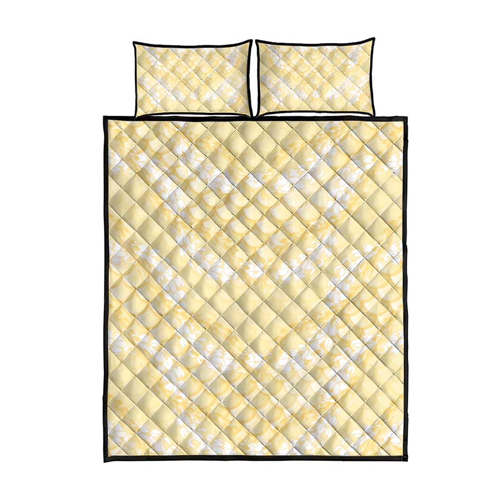 Pastel Yellow Mermaid Puakenikeni Maile Lei Quilt Bed Set LT01 - Polynesian Pride