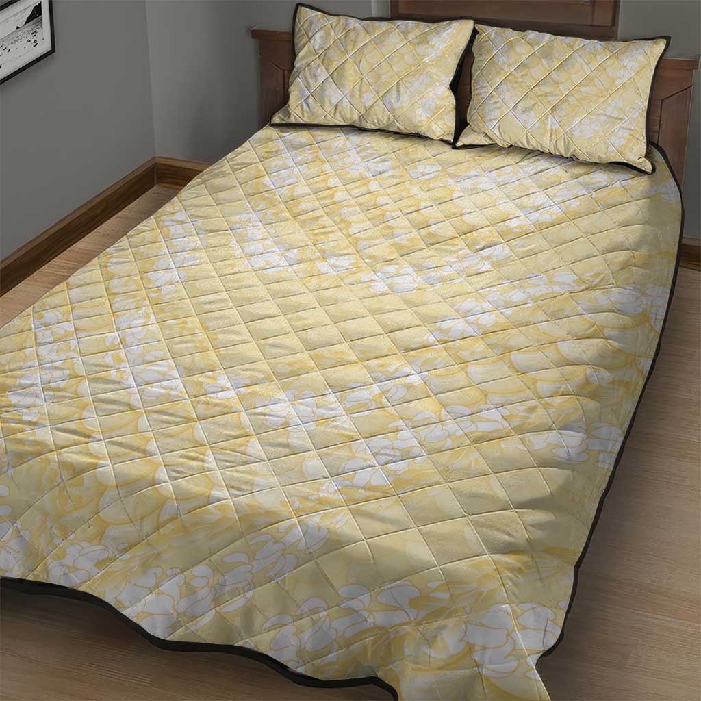 Pastel Yellow Mermaid Puakenikeni Maile Lei Quilt Bed Set LT01 - Polynesian Pride