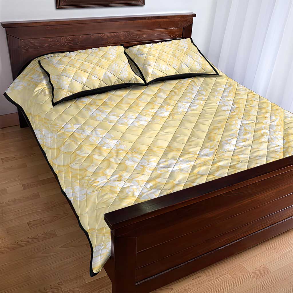 Pastel Yellow Mermaid Puakenikeni Maile Lei Quilt Bed Set LT01 - Polynesian Pride