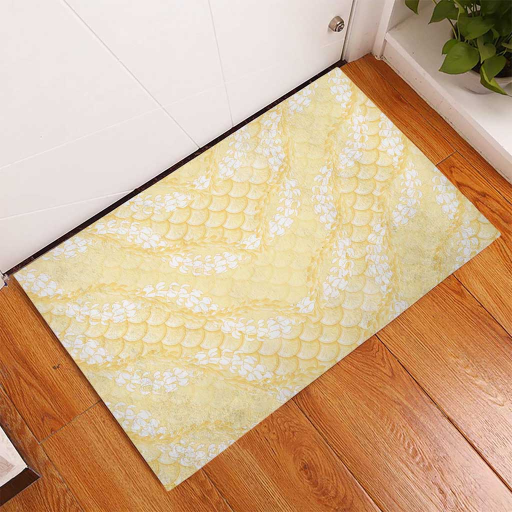 Pastel Yellow Mermaid Puakenikeni Maile Lei Rubber Doormat LT01 - Polynesian Pride