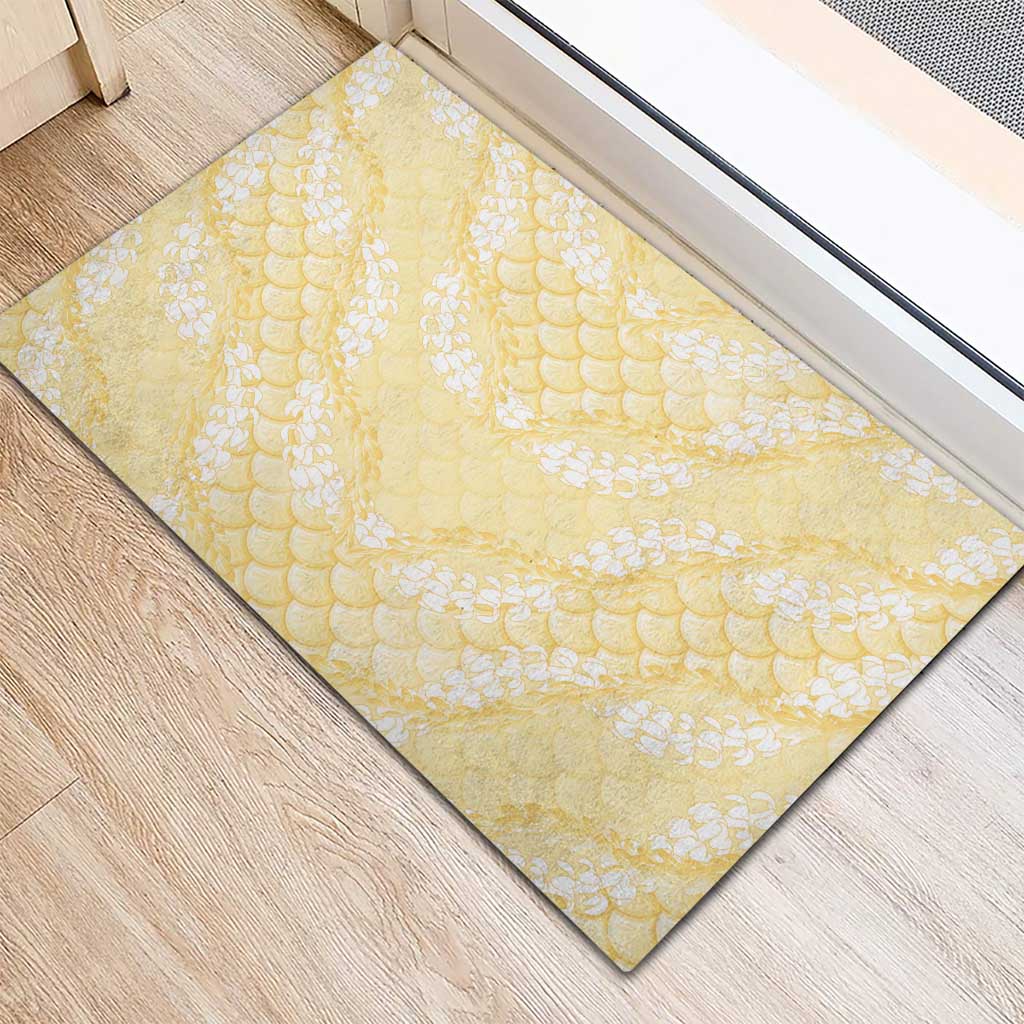 Pastel Yellow Mermaid Puakenikeni Maile Lei Rubber Doormat LT01 - Polynesian Pride