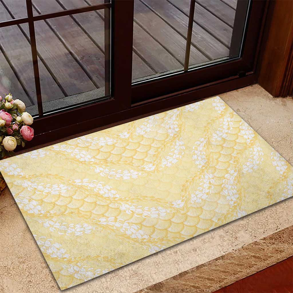 Pastel Yellow Mermaid Puakenikeni Maile Lei Rubber Doormat LT01 - Polynesian Pride