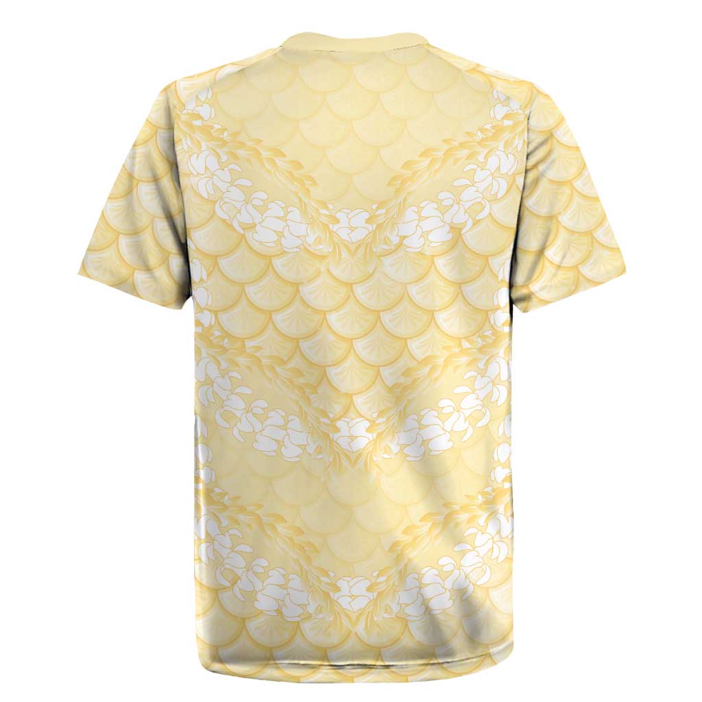 Pastel Yellow Mermaid Puakenikeni Maile Lei Rugby Jersey LT01 - Polynesian Pride