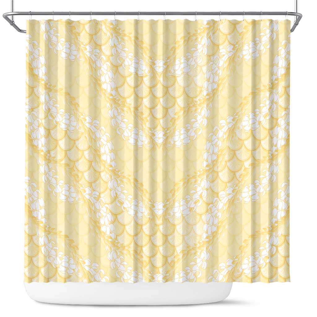 Pastel Yellow Mermaid Puakenikeni Maile Lei Shower Curtain LT01 Yellow - Polynesian Pride