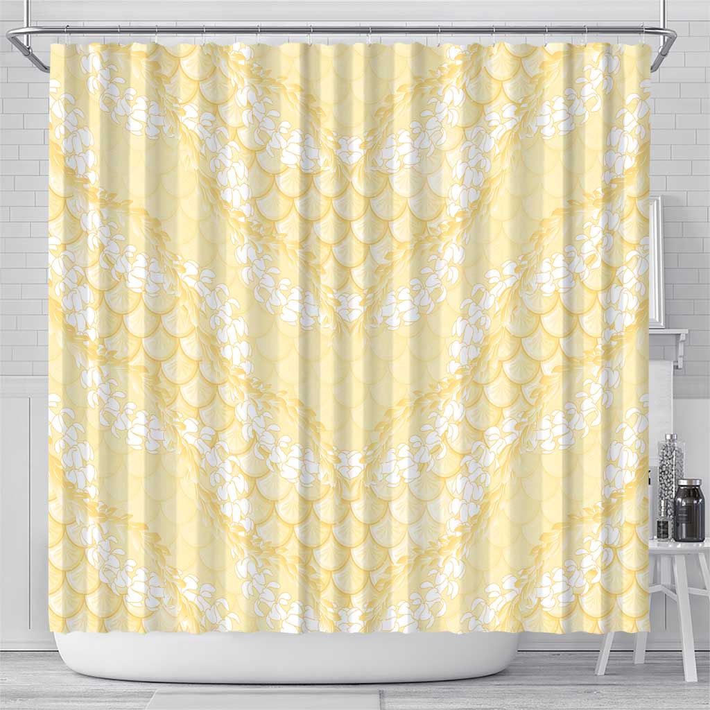 Pastel Yellow Mermaid Puakenikeni Maile Lei Shower Curtain LT01 - Polynesian Pride
