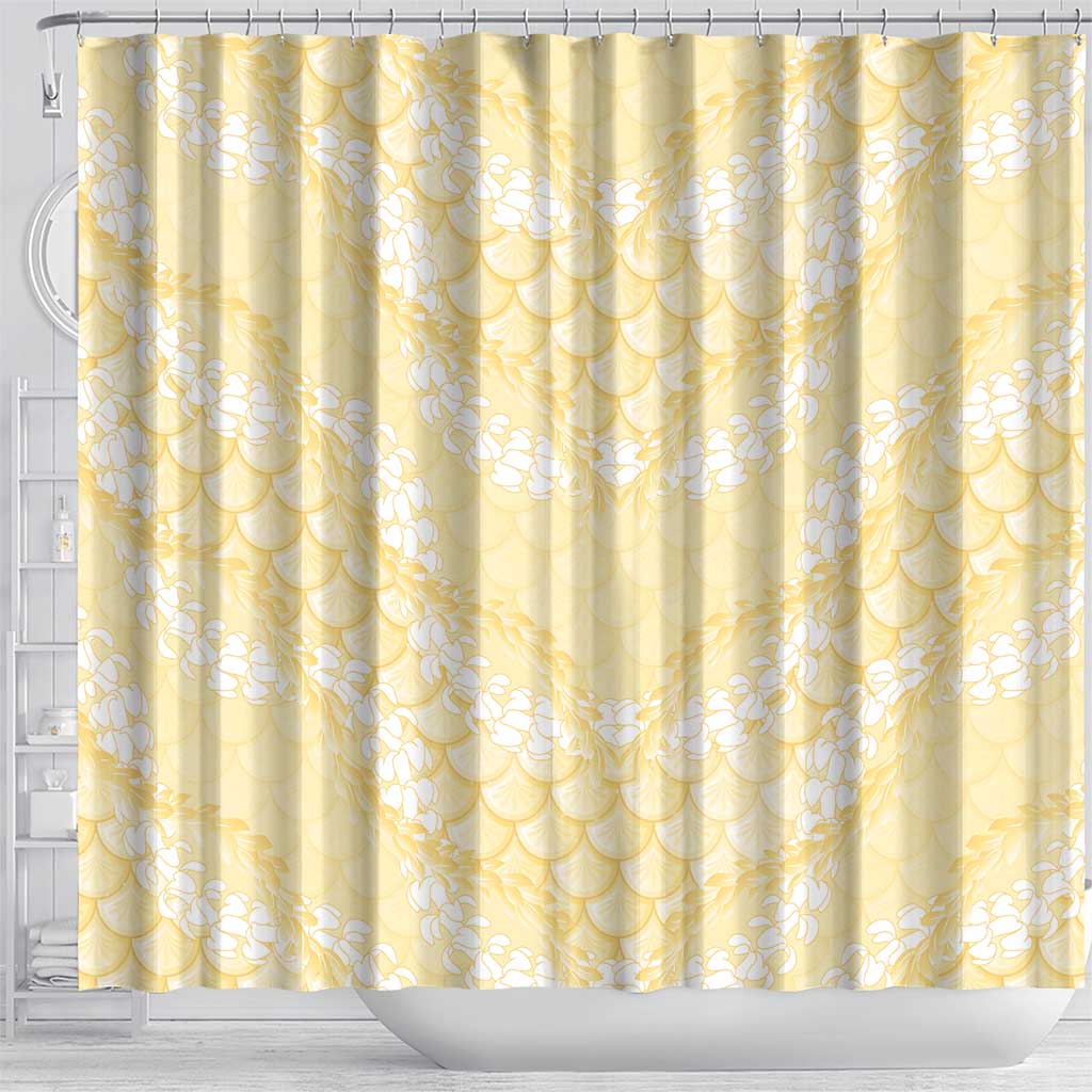 Pastel Yellow Mermaid Puakenikeni Maile Lei Shower Curtain LT01 - Polynesian Pride