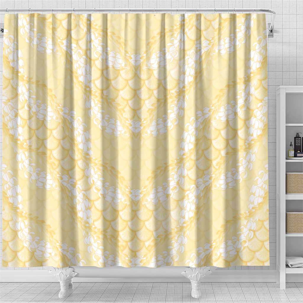 Pastel Yellow Mermaid Puakenikeni Maile Lei Shower Curtain LT01 - Polynesian Pride