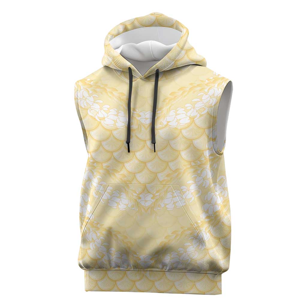 Pastel Yellow Mermaid Puakenikeni Maile Lei Sleeveless Hoodie LT01 Yellow - Polynesian Pride
