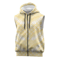 Pastel Yellow Mermaid Puakenikeni Maile Lei Sleeveless Zip Hoodie
