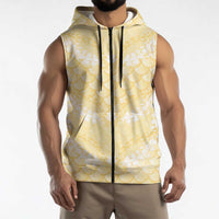 Pastel Yellow Mermaid Puakenikeni Maile Lei Sleeveless Zip Hoodie