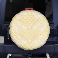 Pastel Yellow Mermaid Puakenikeni Maile Lei Spare Tire Cover