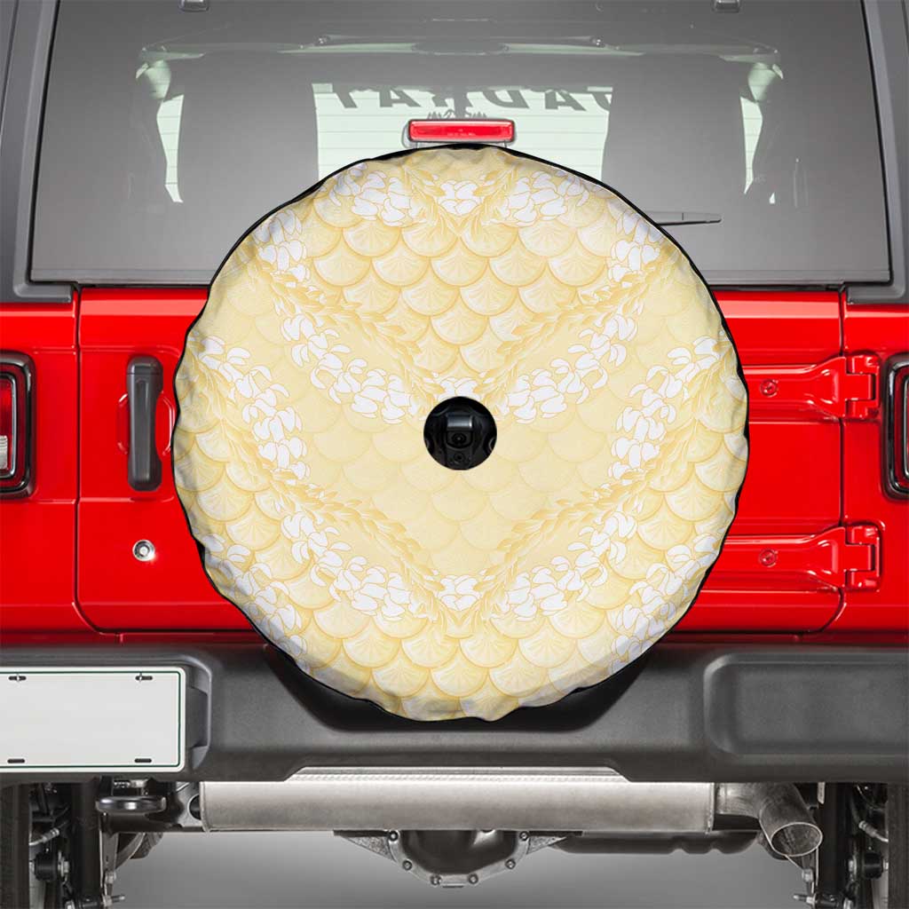 Pastel Yellow Mermaid Puakenikeni Maile Lei Spare Tire Cover