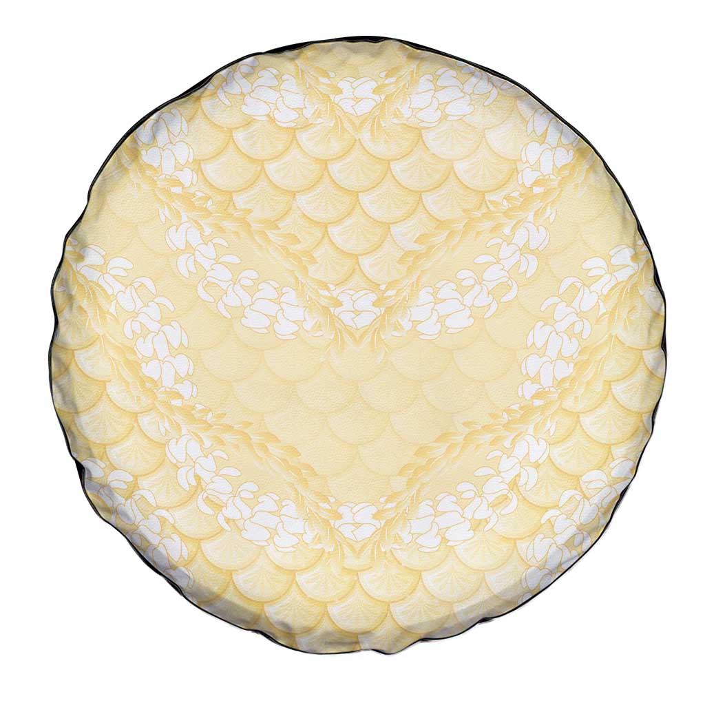 Pastel Yellow Mermaid Puakenikeni Maile Lei Spare Tire Cover