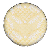 Pastel Yellow Mermaid Puakenikeni Maile Lei Spare Tire Cover