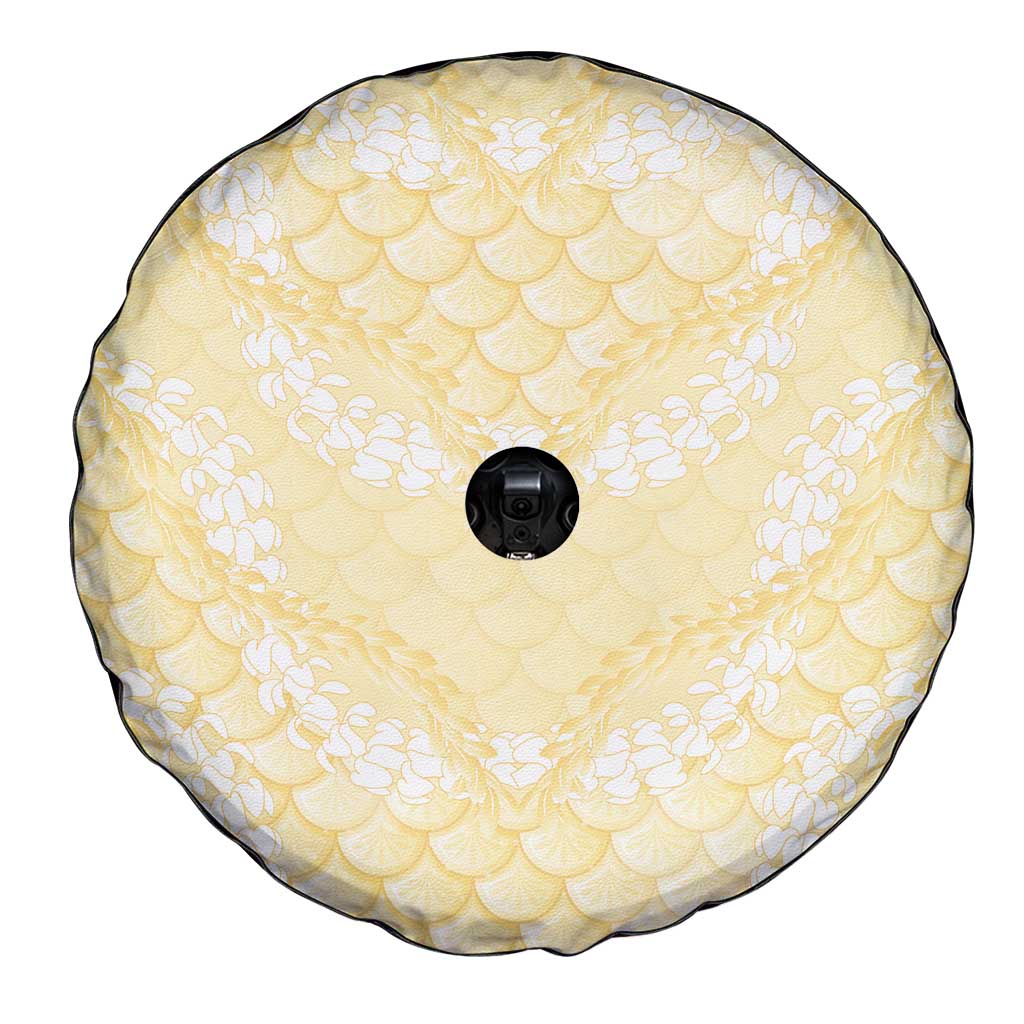 Pastel Yellow Mermaid Puakenikeni Maile Lei Spare Tire Cover