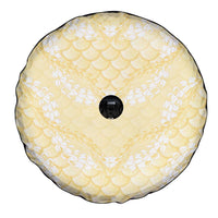 Pastel Yellow Mermaid Puakenikeni Maile Lei Spare Tire Cover
