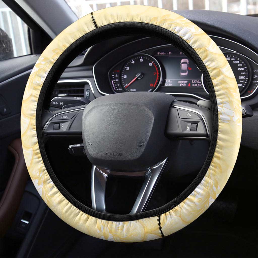 Pastel Yellow Mermaid Puakenikeni Maile Lei Steering Wheel Cover LT01 - Polynesian Pride