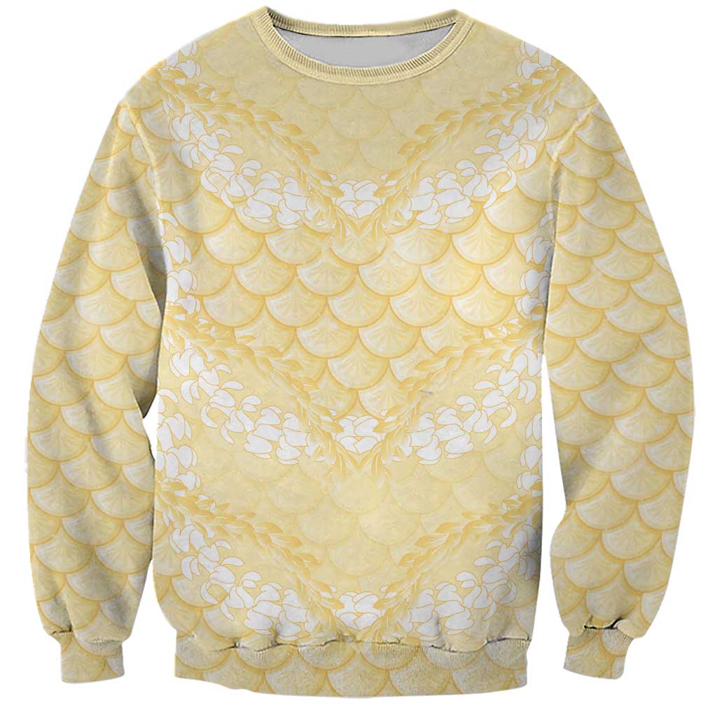 Pastel Yellow Mermaid Puakenikeni Maile Lei Sweatshirt LT01 Unisex Yellow - Polynesian Pride
