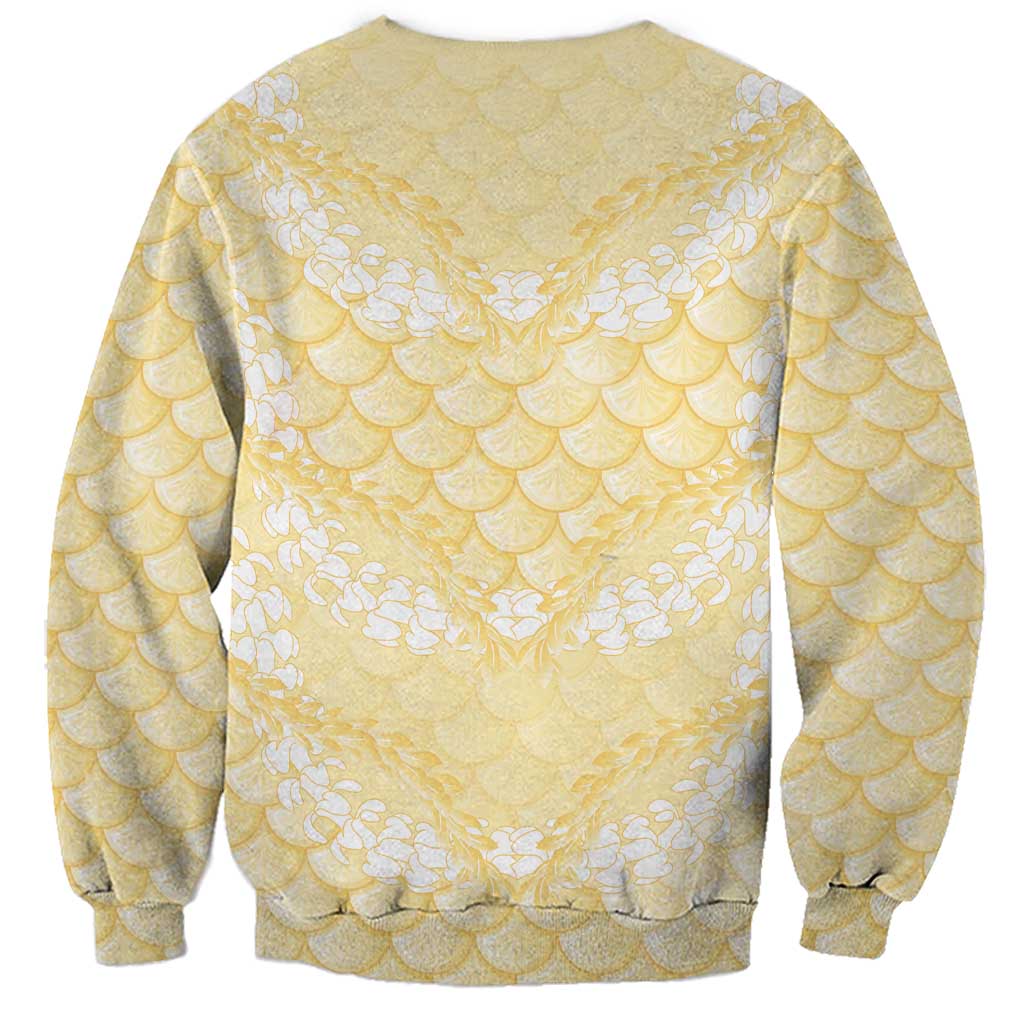 Pastel Yellow Mermaid Puakenikeni Maile Lei Sweatshirt LT01 - Polynesian Pride