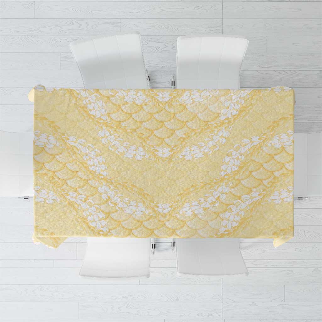 Pastel Yellow Mermaid Puakenikeni Maile Lei Tablecloth