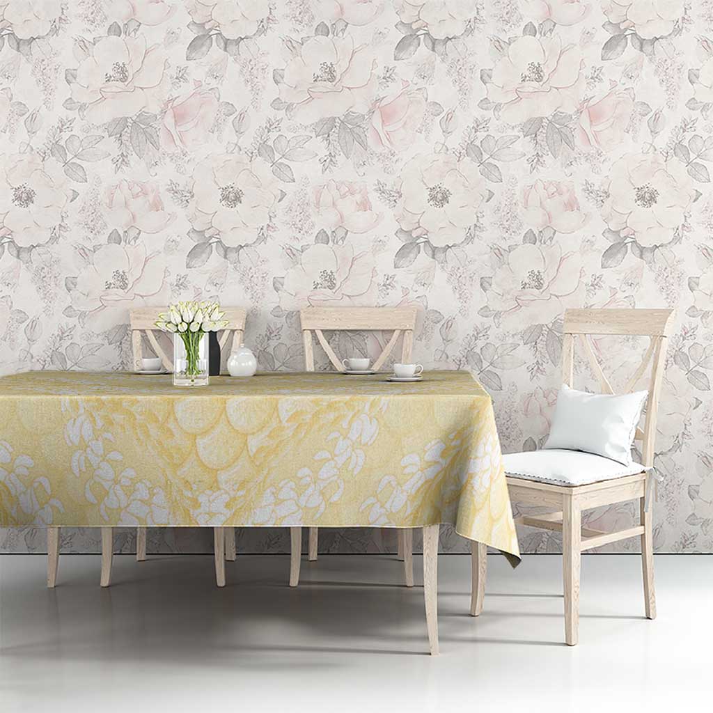 Pastel Yellow Mermaid Puakenikeni Maile Lei Tablecloth LT01 - Polynesian Pride
