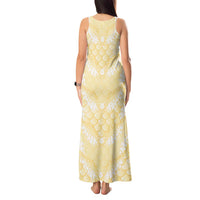 Pastel Yellow Mermaid Puakenikeni Maile Lei Tank Maxi Dress LT01 - Polynesian Pride