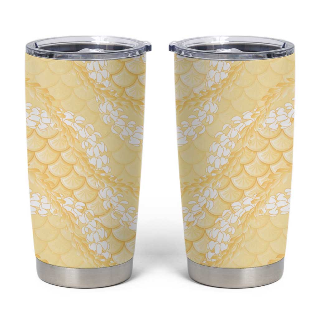 Pastel Yellow Mermaid Puakenikeni Maile Lei Tumbler Cup LT01 Yellow - Polynesian Pride