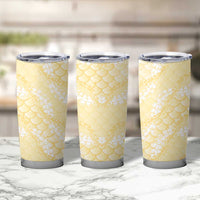 Pastel Yellow Mermaid Puakenikeni Maile Lei Tumbler Cup LT01 - Polynesian Pride
