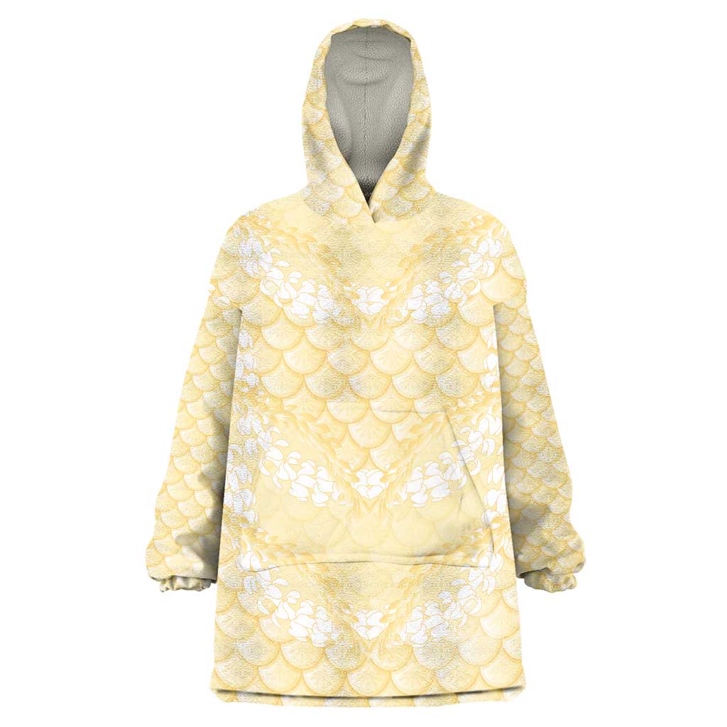 Pastel Yellow Mermaid Puakenikeni Maile Lei Wearable Blanket Hoodie LT01 One Size Yellow - Polynesian Pride