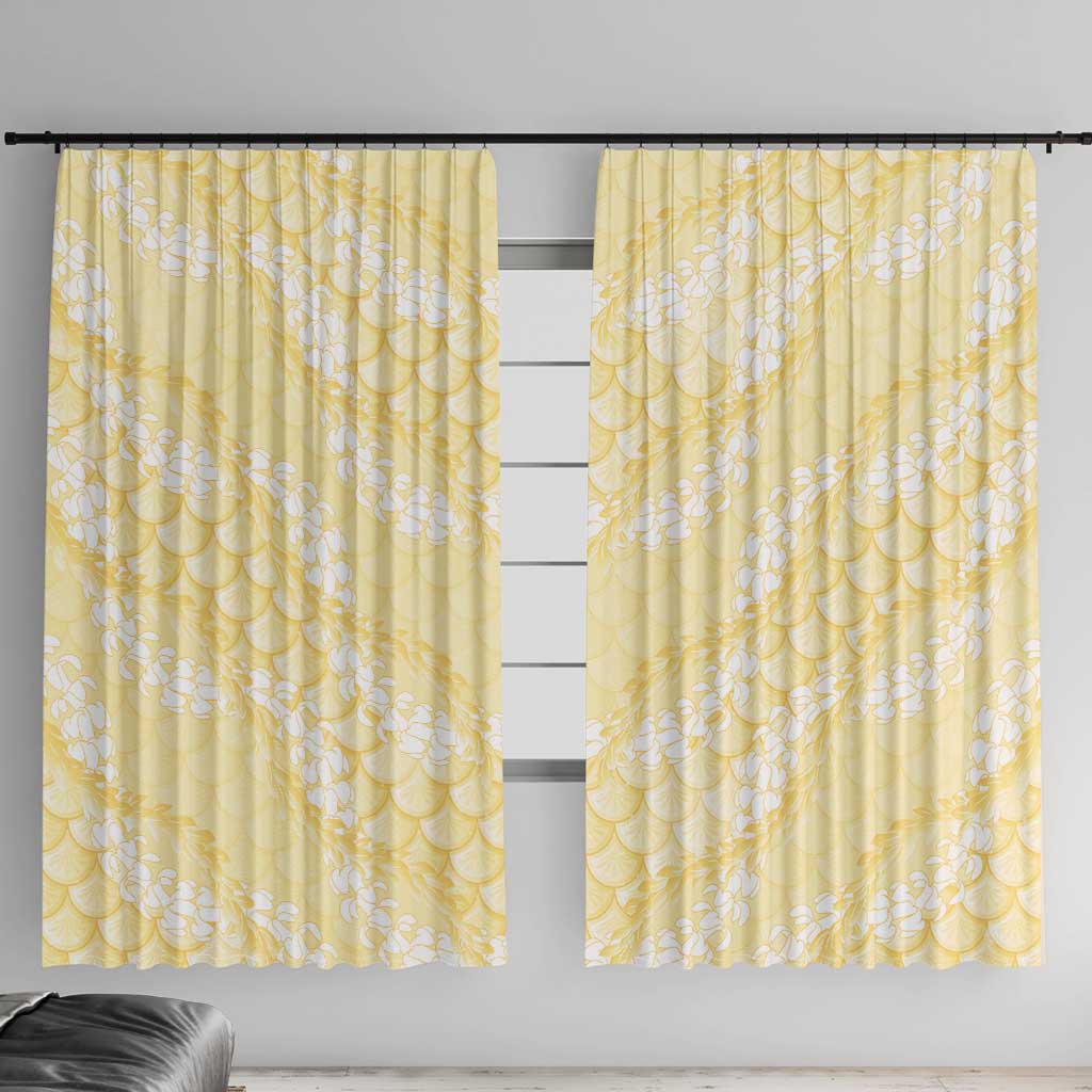 Pastel Yellow Mermaid Puakenikeni Maile Lei Window Curtain LT01 With Hooks Yellow - Polynesian Pride