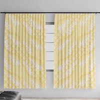 Pastel Yellow Mermaid Puakenikeni Maile Lei Window Curtain LT01 With Hooks Yellow - Polynesian Pride