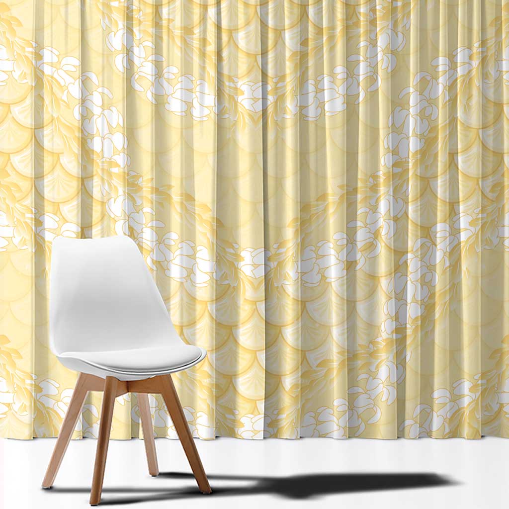 Pastel Yellow Mermaid Puakenikeni Maile Lei Window Curtain LT01 - Polynesian Pride