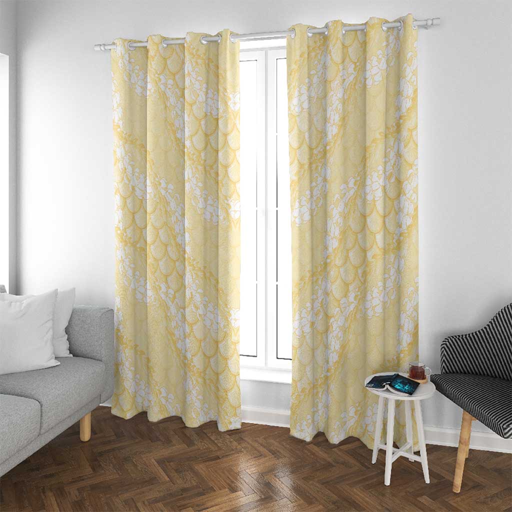 Pastel Yellow Mermaid Puakenikeni Maile Lei Window Curtain LT01 With Grommets Yellow - Polynesian Pride