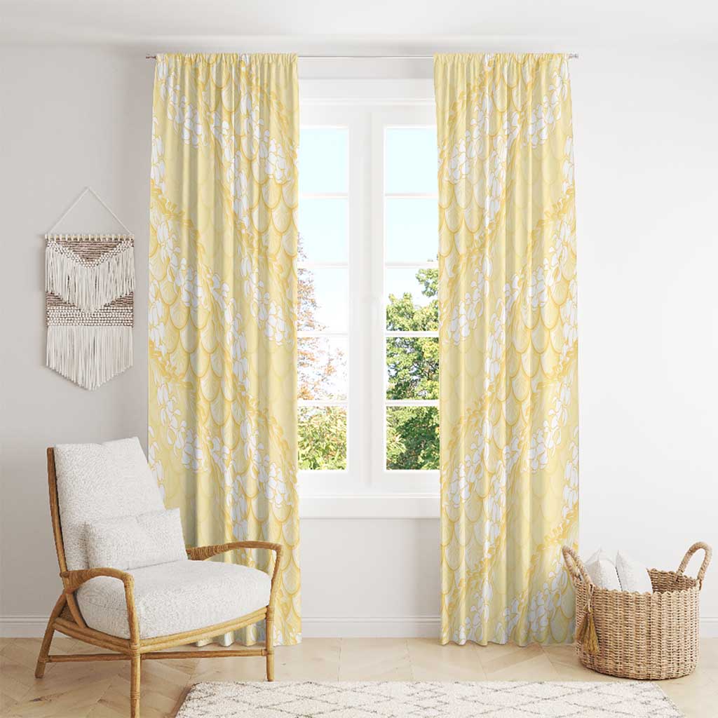 Pastel Yellow Mermaid Puakenikeni Maile Lei Window Curtain LT01 - Polynesian Pride