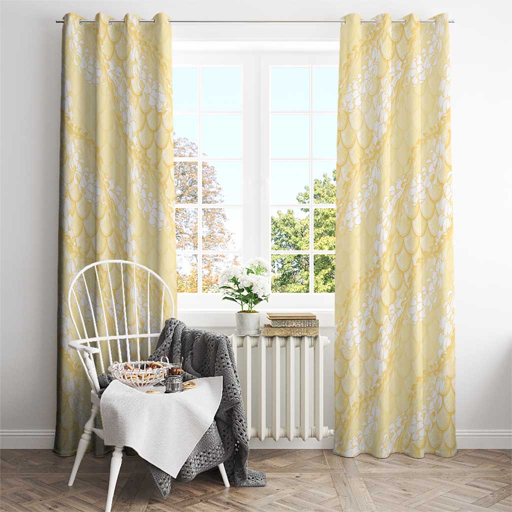 Pastel Yellow Mermaid Puakenikeni Maile Lei Window Curtain LT01 - Polynesian Pride