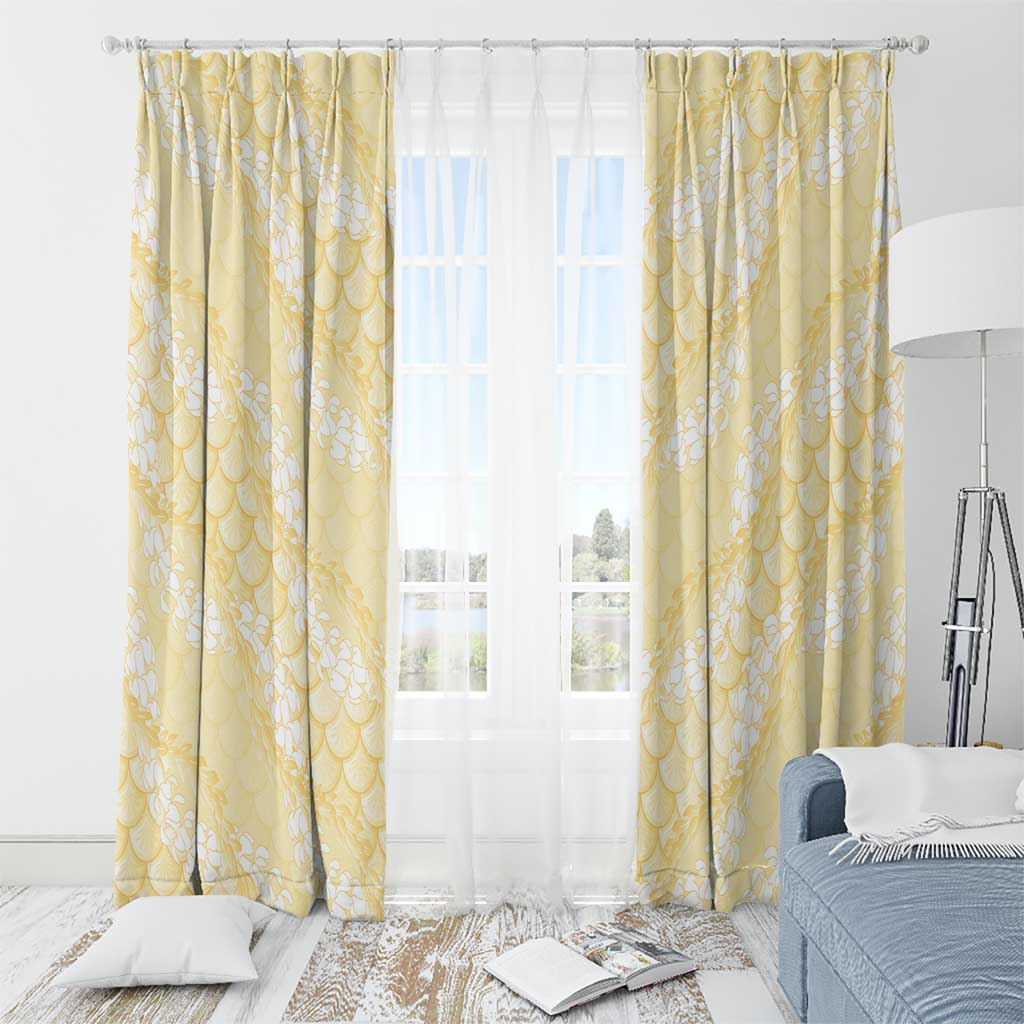 Pastel Yellow Mermaid Puakenikeni Maile Lei Window Curtain LT01 - Polynesian Pride