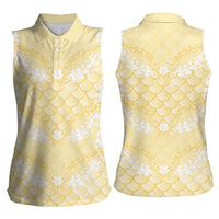 Pastel Yellow Mermaid Puakenikeni Maile Lei Women Sleeveless Polo Shirt