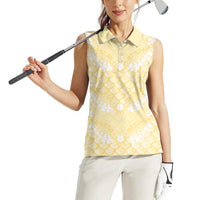 Pastel Yellow Mermaid Puakenikeni Maile Lei Women Sleeveless Polo Shirt