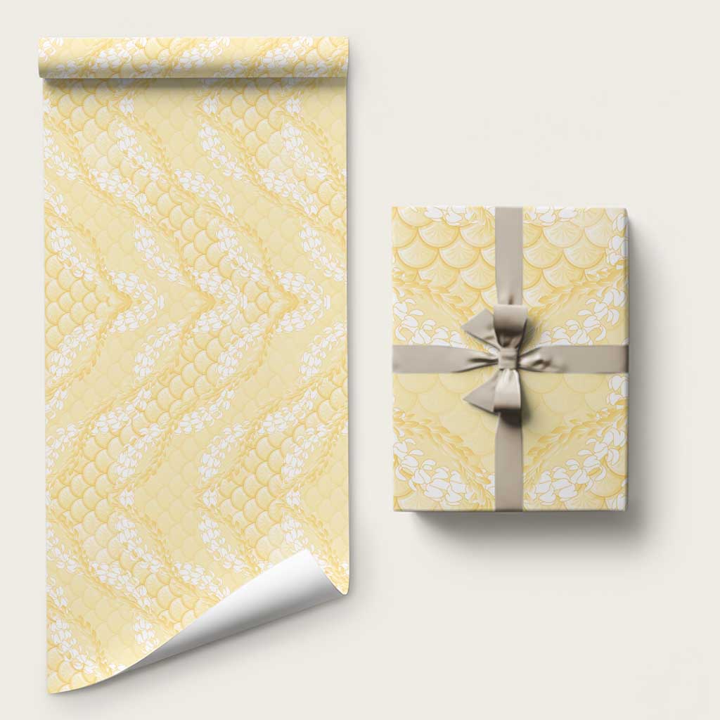 Pastel Yellow Mermaid Puakenikeni Maile Lei Wrapping Paper