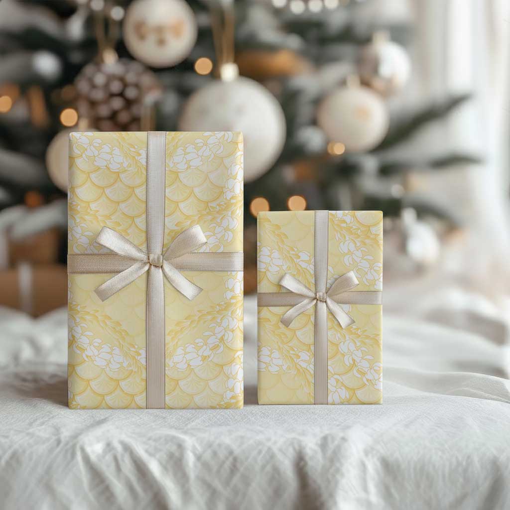 Pastel Yellow Mermaid Puakenikeni Maile Lei Wrapping Paper LT01 - Polynesian Pride