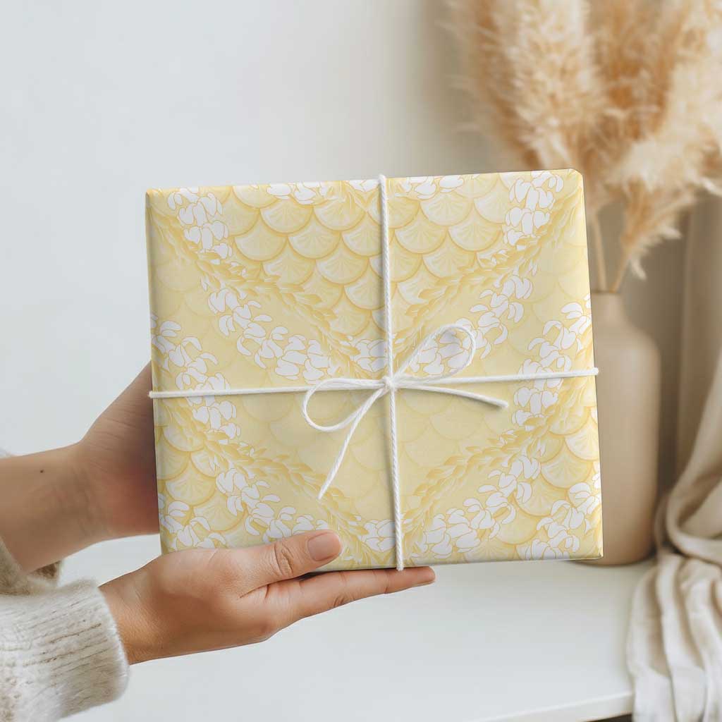 Pastel Yellow Mermaid Puakenikeni Maile Lei Wrapping Paper LT01 - Polynesian Pride
