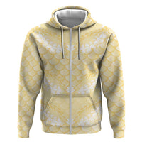 Pastel Yellow Mermaid Puakenikeni Maile Lei Zip Hoodie LT01 Zip Hoodie Yellow - Polynesian Pride