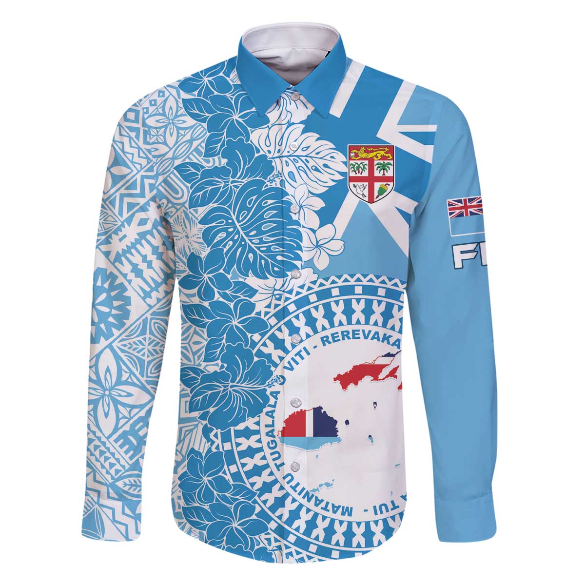 Personalised Fiji Day Family Matching Off The Shoulder Long Sleeve Dress and Hawaiian Shirt Fijian Map Hibiscus Tapa Pattern LT01