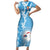 Personalised Fiji Day Family Matching Short Sleeve Bodycon Dress and Hawaiian Shirt Fijian Map Hibiscus Tapa Pattern LT01