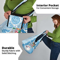 Fiji Day Grocery Bag Fijian Map Hibiscus Tapa Pattern