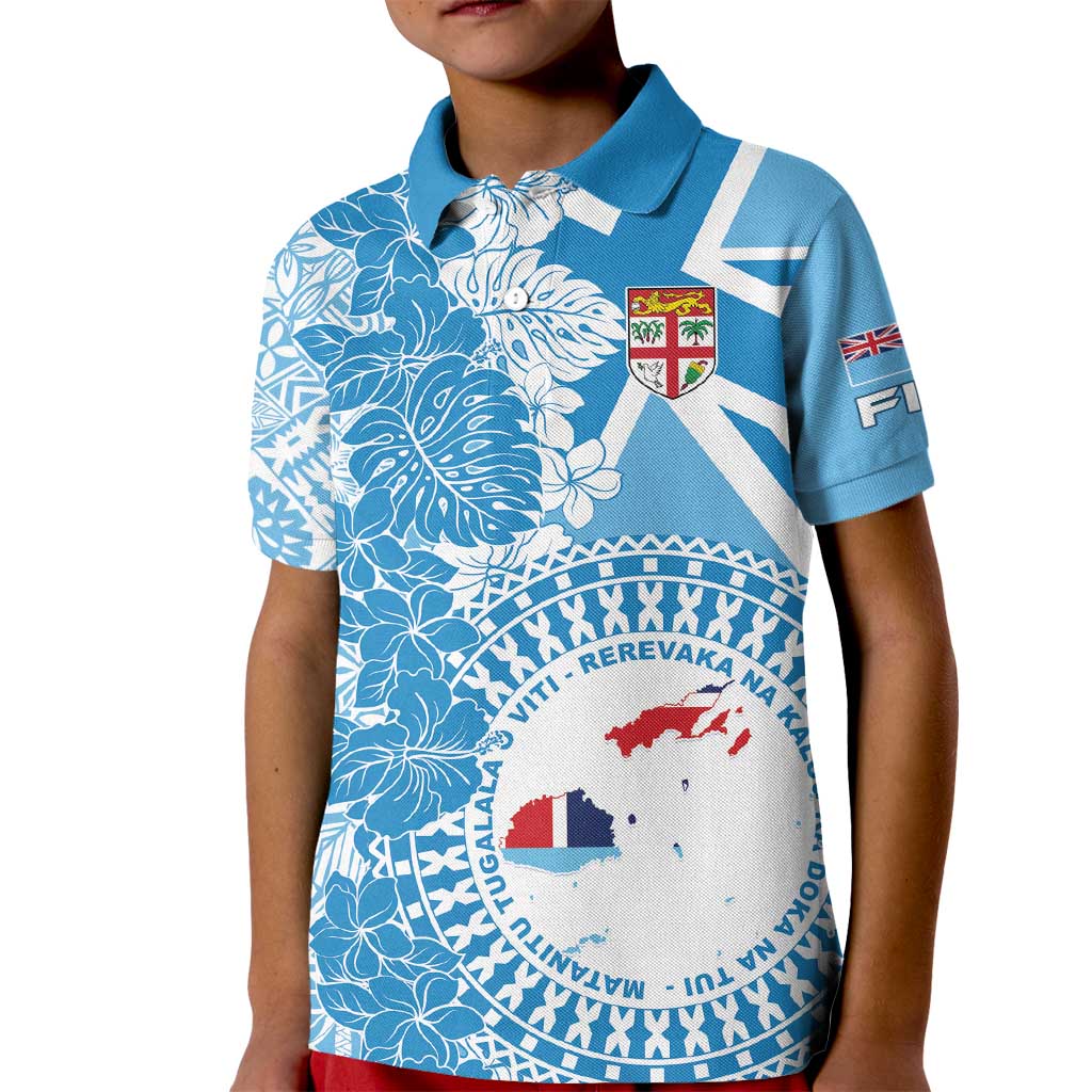 Personalised Fiji Day Kid Polo Shirt Fijian Map Hibiscus Tapa Pattern LT01