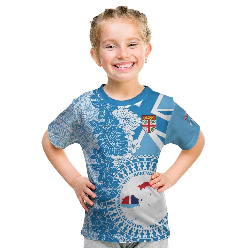 Personalised Fiji Day Kid T Shirt Fijian Map Hibiscus Tapa Pattern LT01