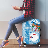 Personalised Fiji Day Luggage Cover Fijian Map Hibiscus Tapa Pattern